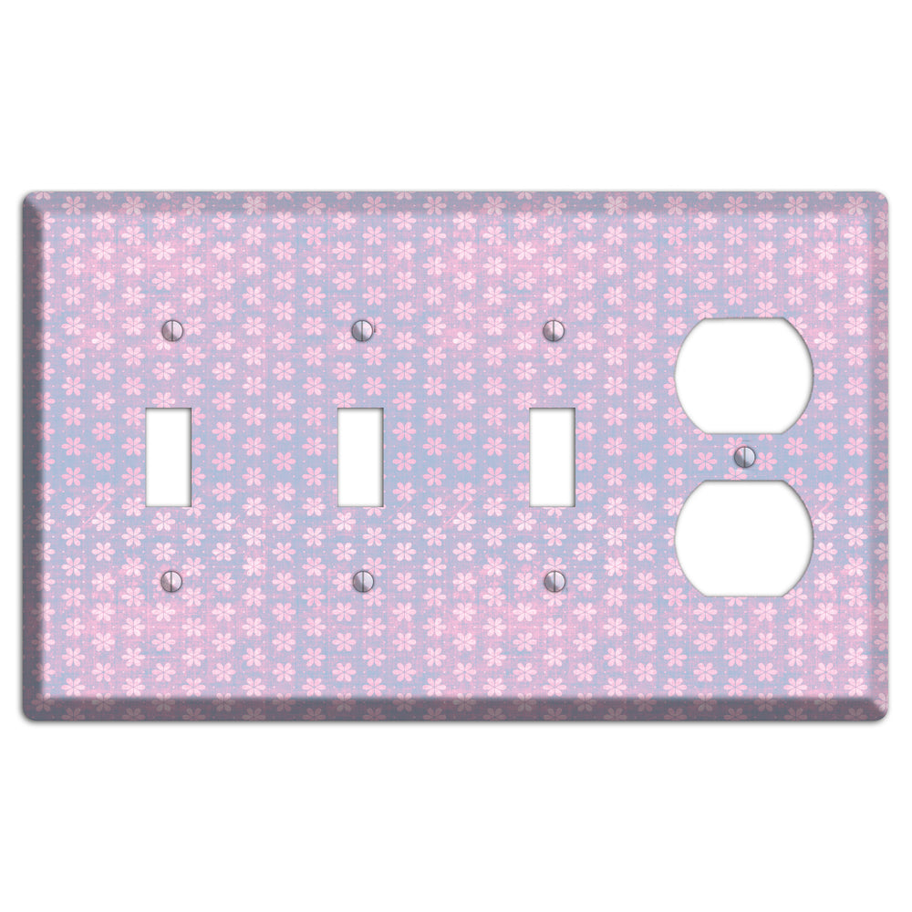 Green Grunge Floral Contour 3 Toggle / Duplex Wallplate