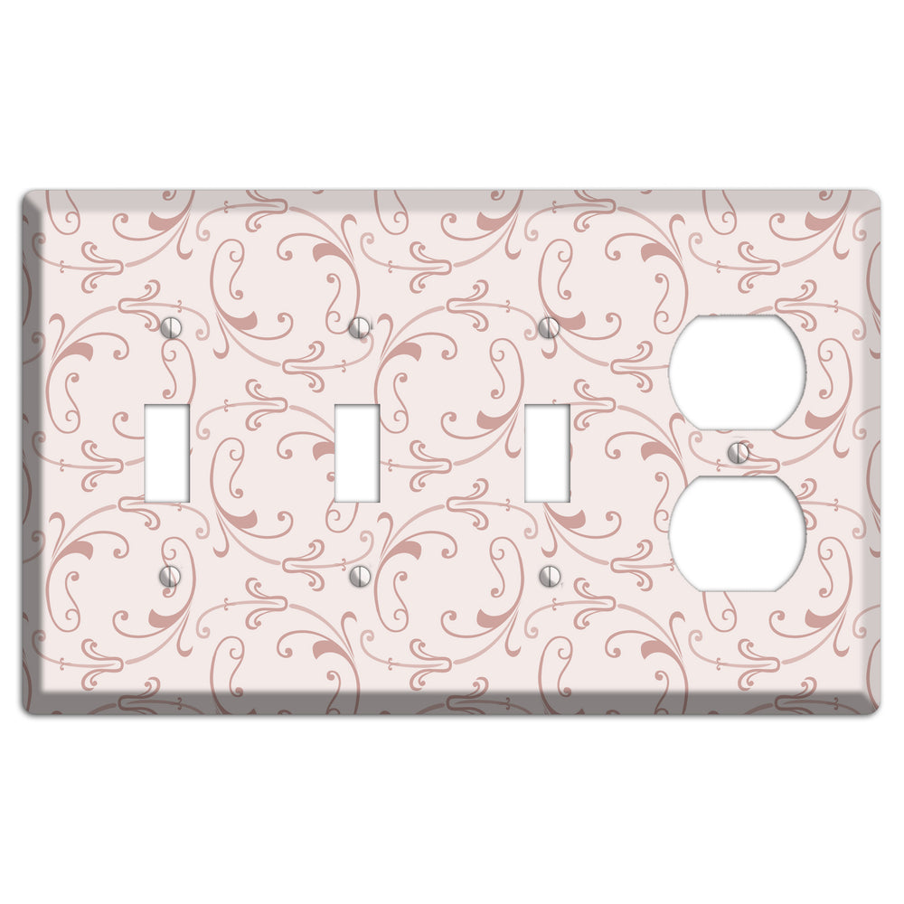 Dusty Rose Victorian Sprig 3 Toggle / Duplex Wallplate