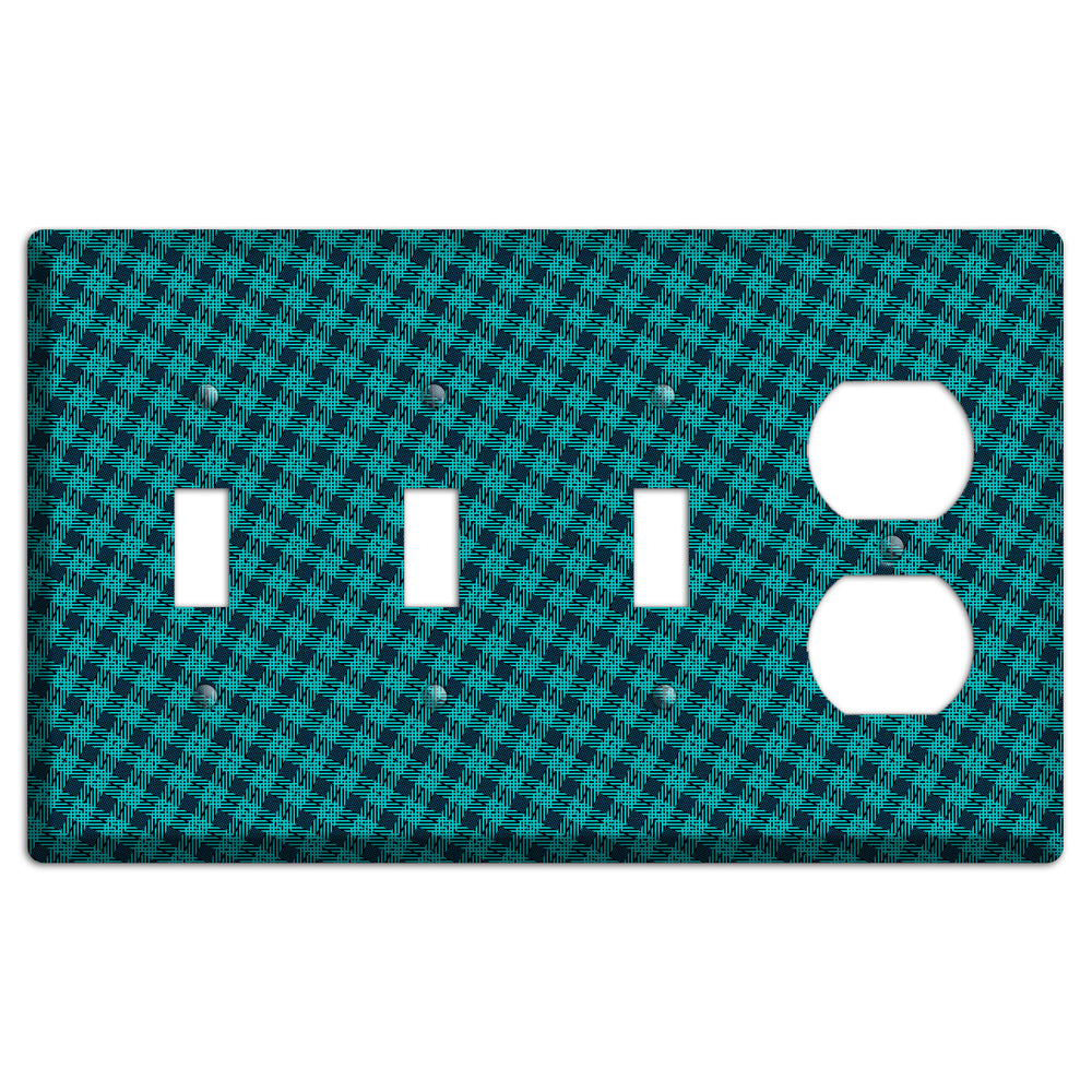 Turquoise Diamond Plaid 3 Toggle / Duplex Wallplate