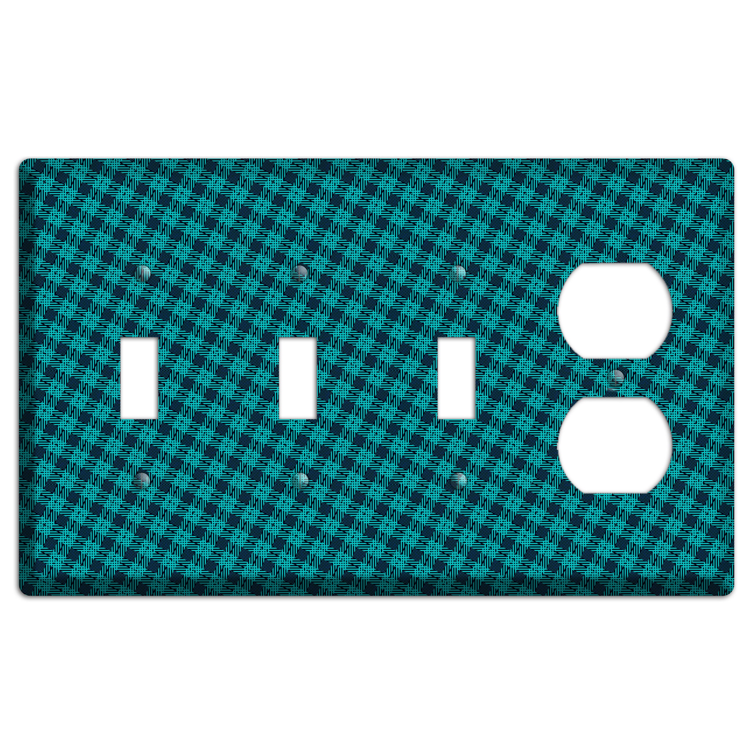 Turquoise Diamond Plaid 3 Toggle / Duplex Wallplate