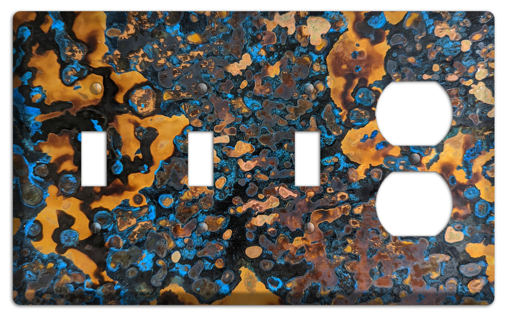 Copper Turquoise 3 Toggle / Duplex Outlet Cover Plate