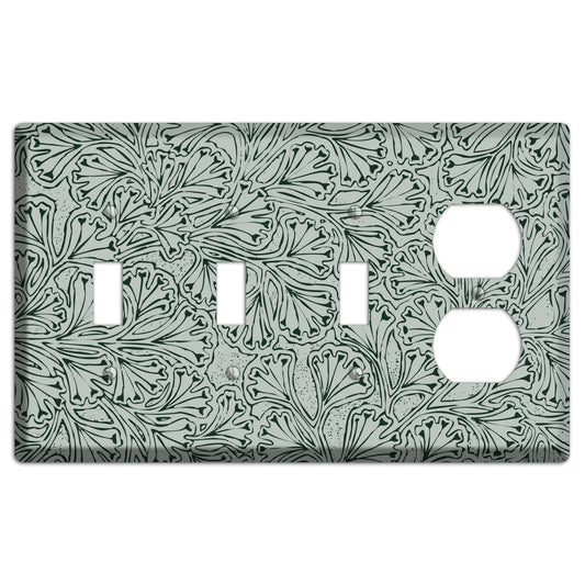 Deco Grey Interlocking Floral 3 Toggle / Duplex Wallplate