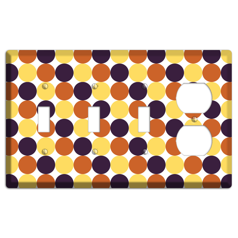 Yellow Umber Black Dots 3 Toggle / Duplex Wallplate