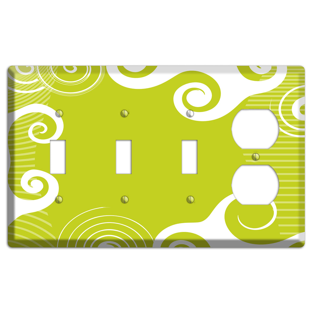 Abstract Green 3 Toggle / Duplex Wallplate