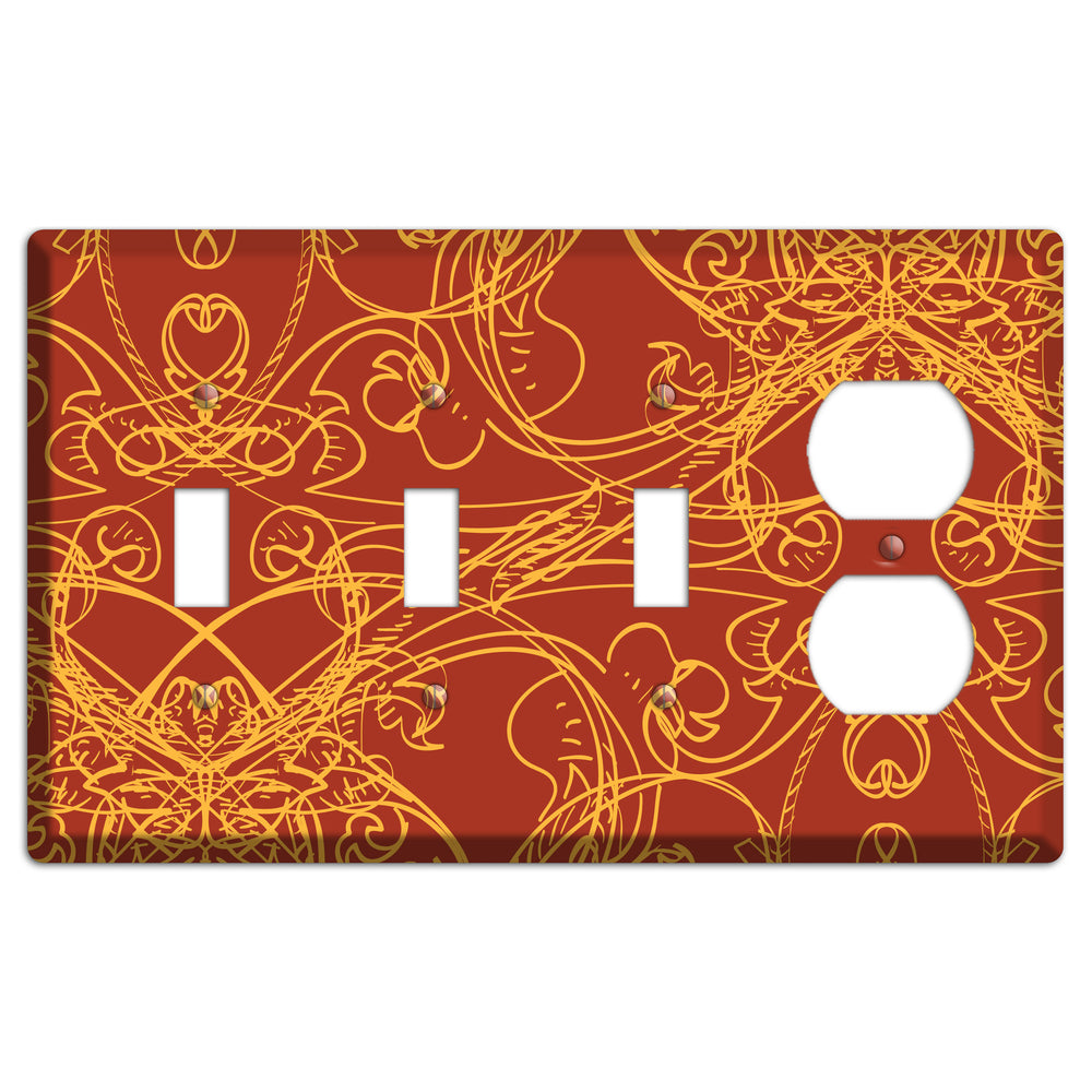 Red Deco Sketch 3 Toggle / Duplex Wallplate