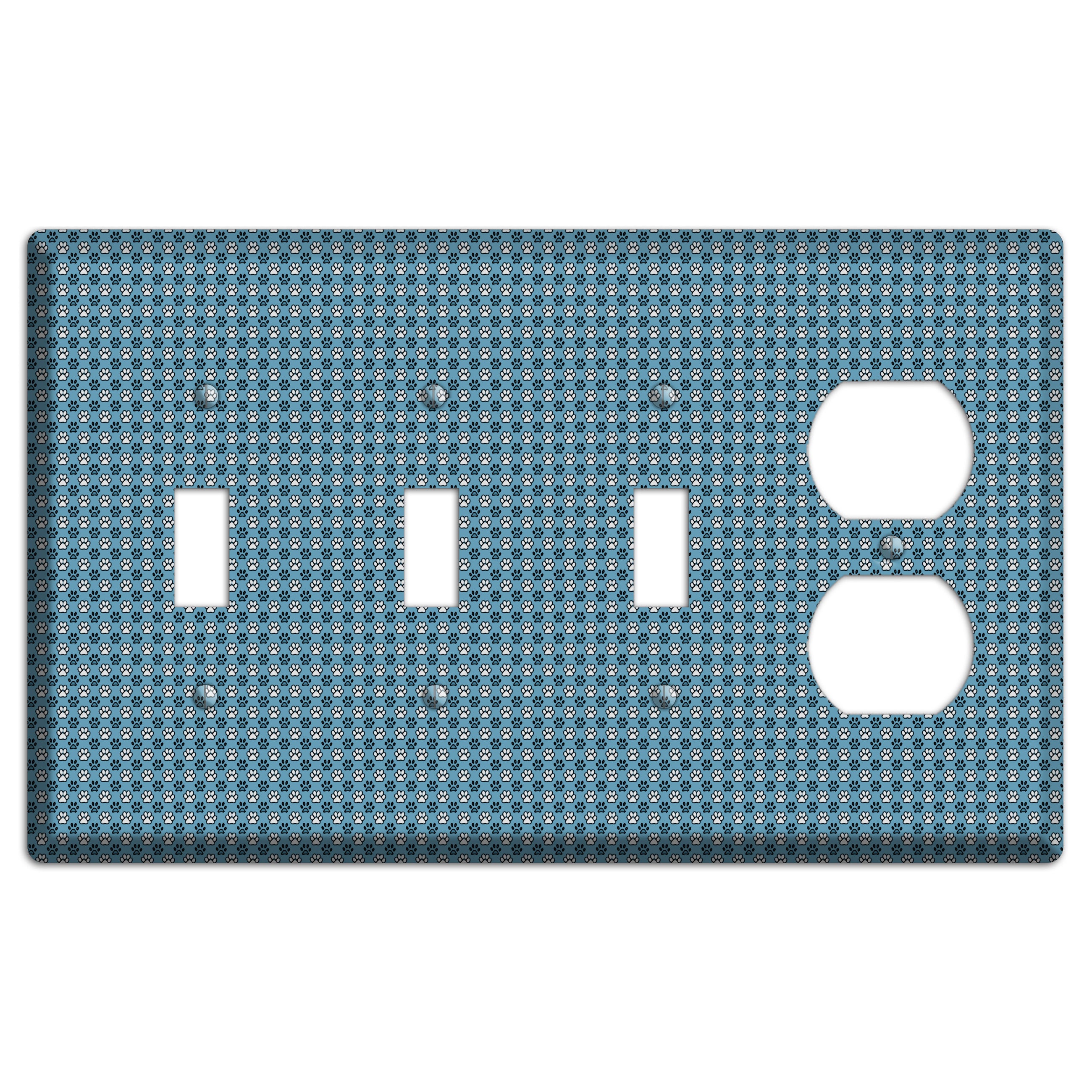 Blue Paw Prints 3 Toggle / Duplex Wallplate