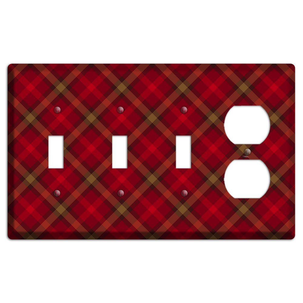 Red Tartan 3 Toggle / Duplex Wallplate