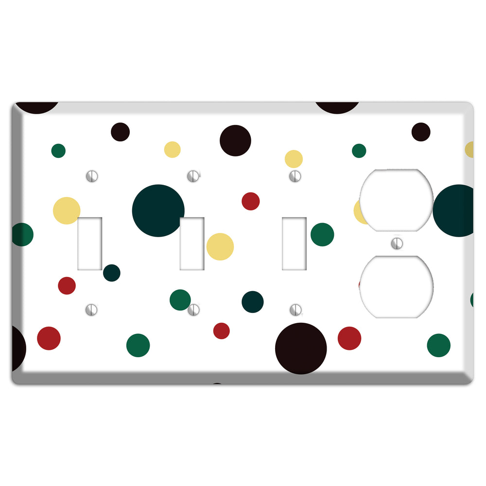 White with Multi Color Medium Dots 2 3 Toggle / Duplex Wallplate