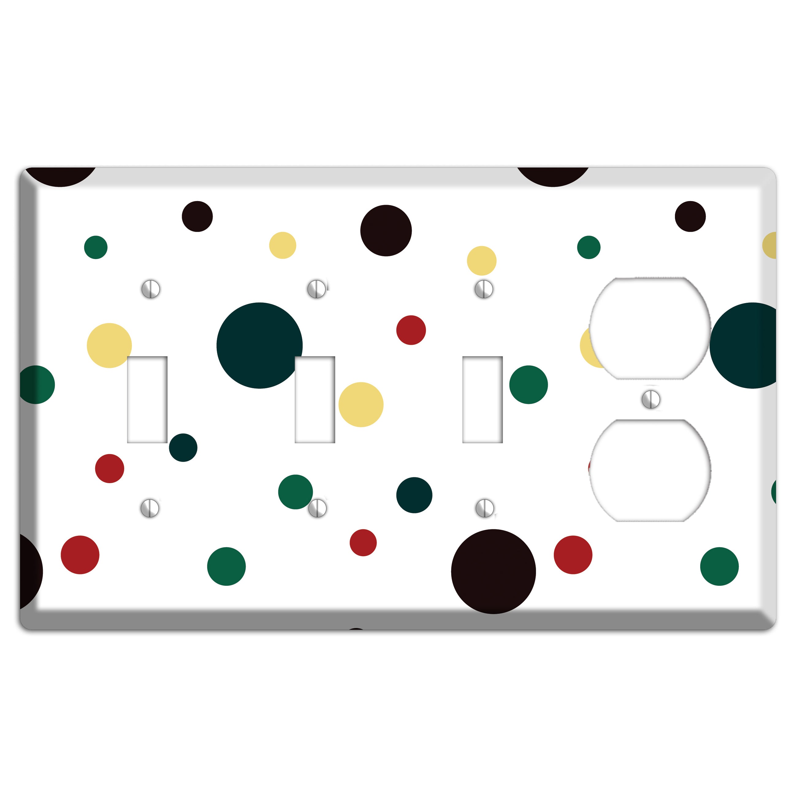 White with Multi Color Medium Dots 2 3 Toggle / Duplex Wallplate