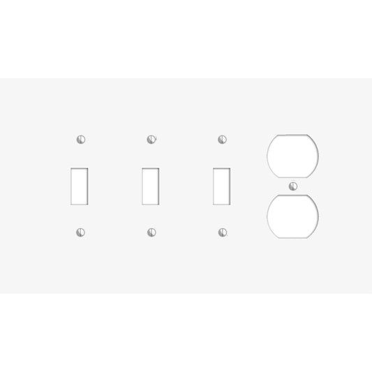 Oversized Discontinued White Metal 3 Toggle / Duplex Wallplate