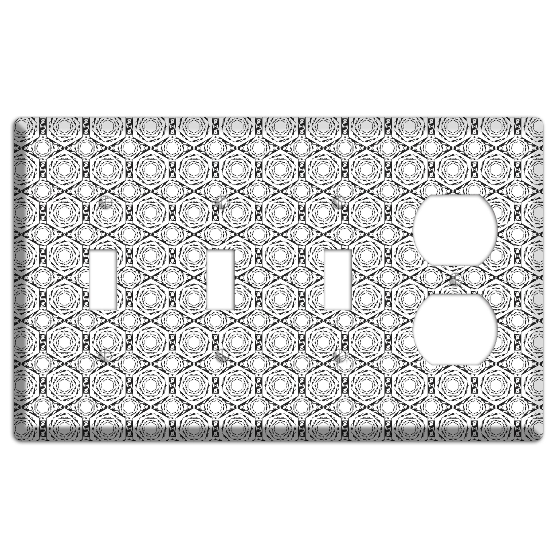 Overlay Hexagon Rotation Repeat 3 Toggle / Duplex Wallplate