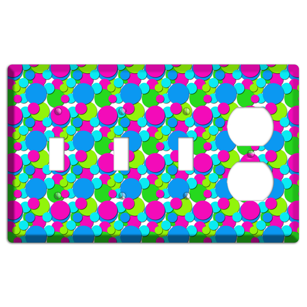Fuschia Lime Blue Bubble Dots 3 Toggle / Duplex Wallplate