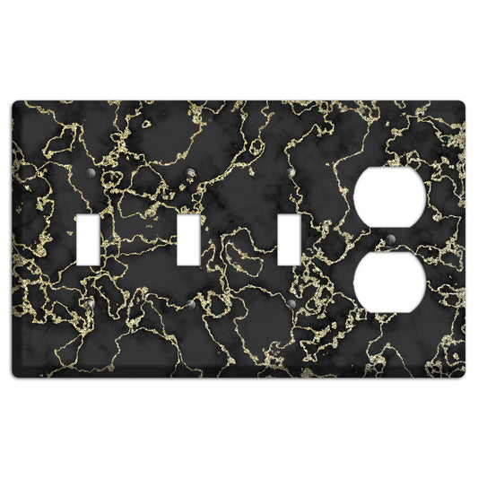 Black and Gold Marble Shatter 3 Toggle / Duplex Wallplate