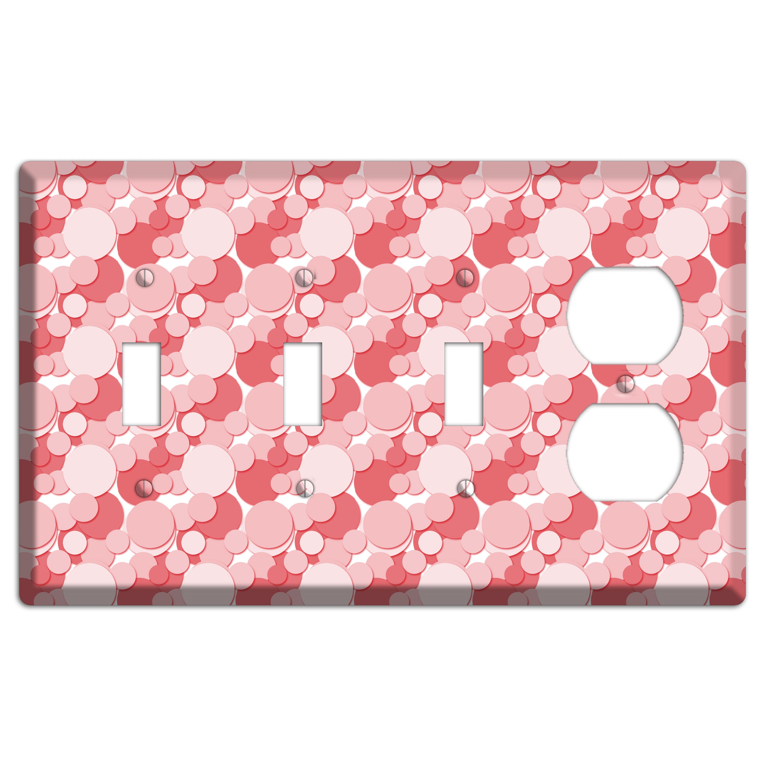 Multi Pink Bubble Dots 3 Toggle / Duplex Wallplate