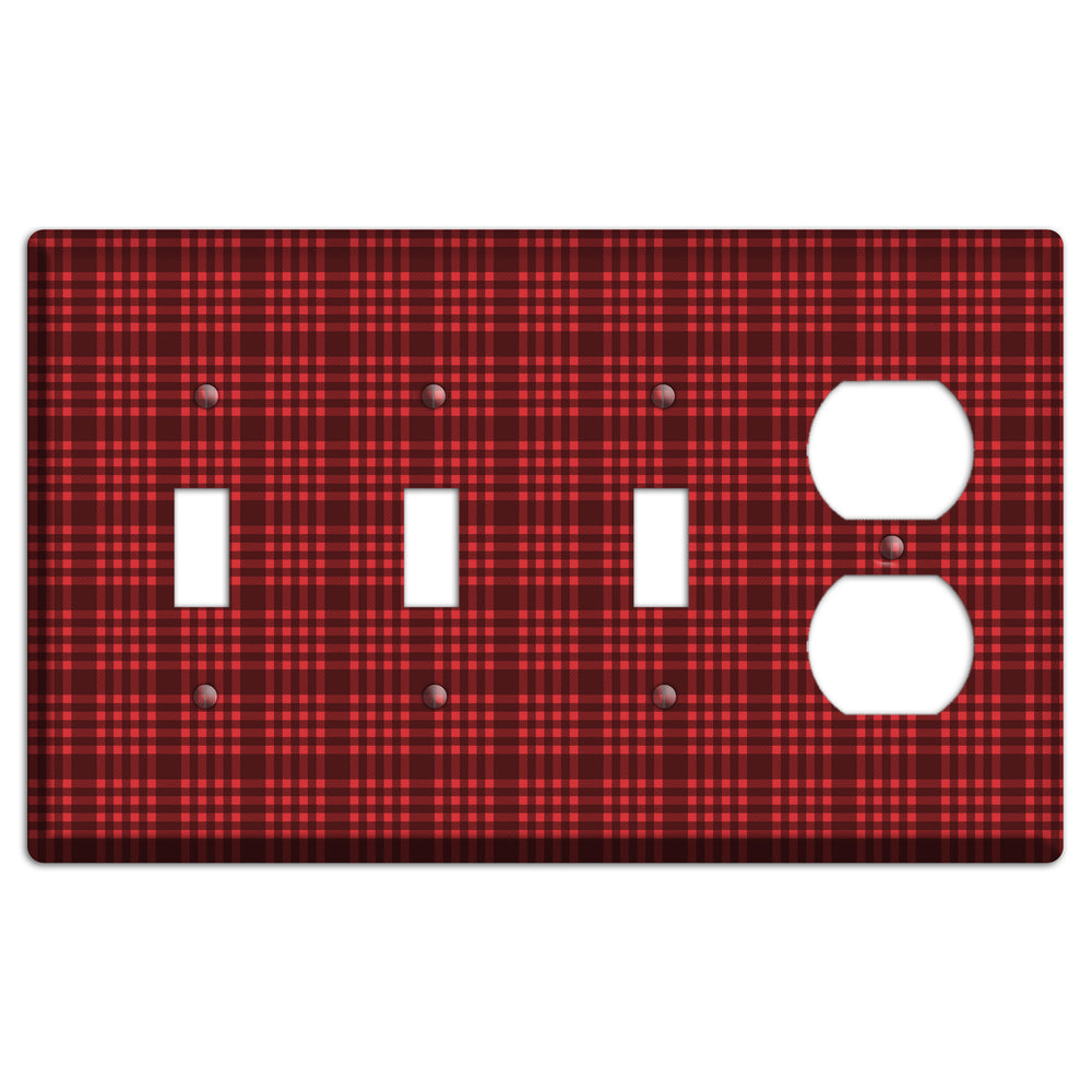Maroon Plaid 3 Toggle / Duplex Wallplate