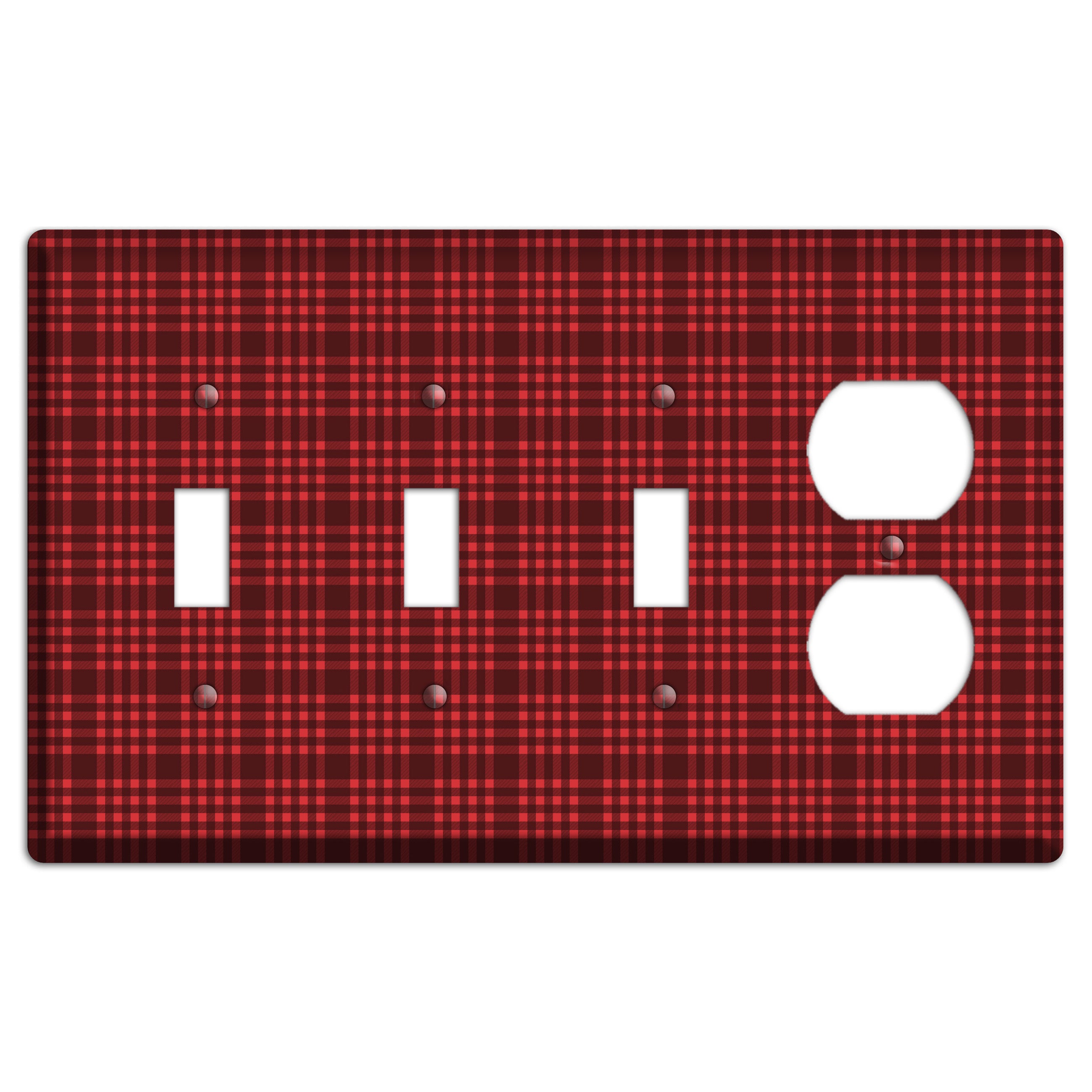 Maroon Plaid 3 Toggle / Duplex Wallplate