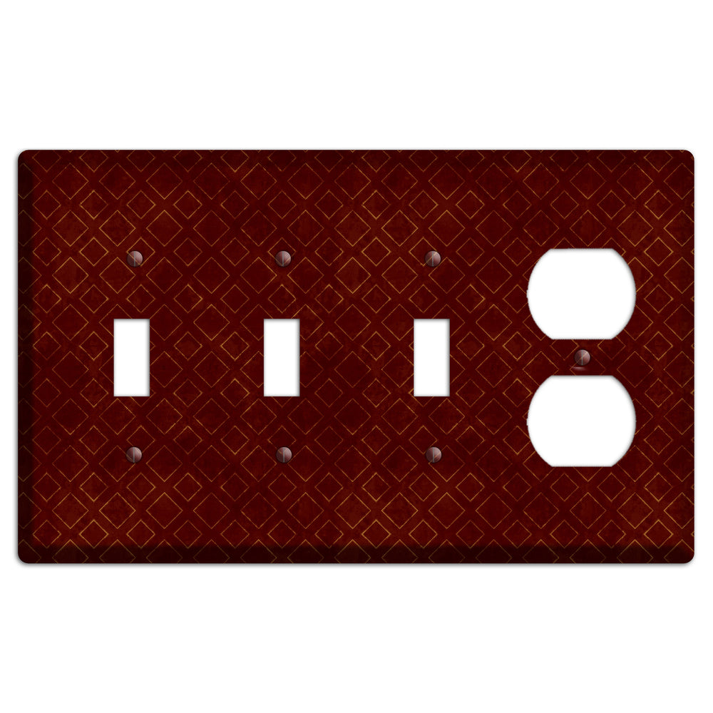 Maroon Diamonds 3 Toggle / Duplex Wallplate