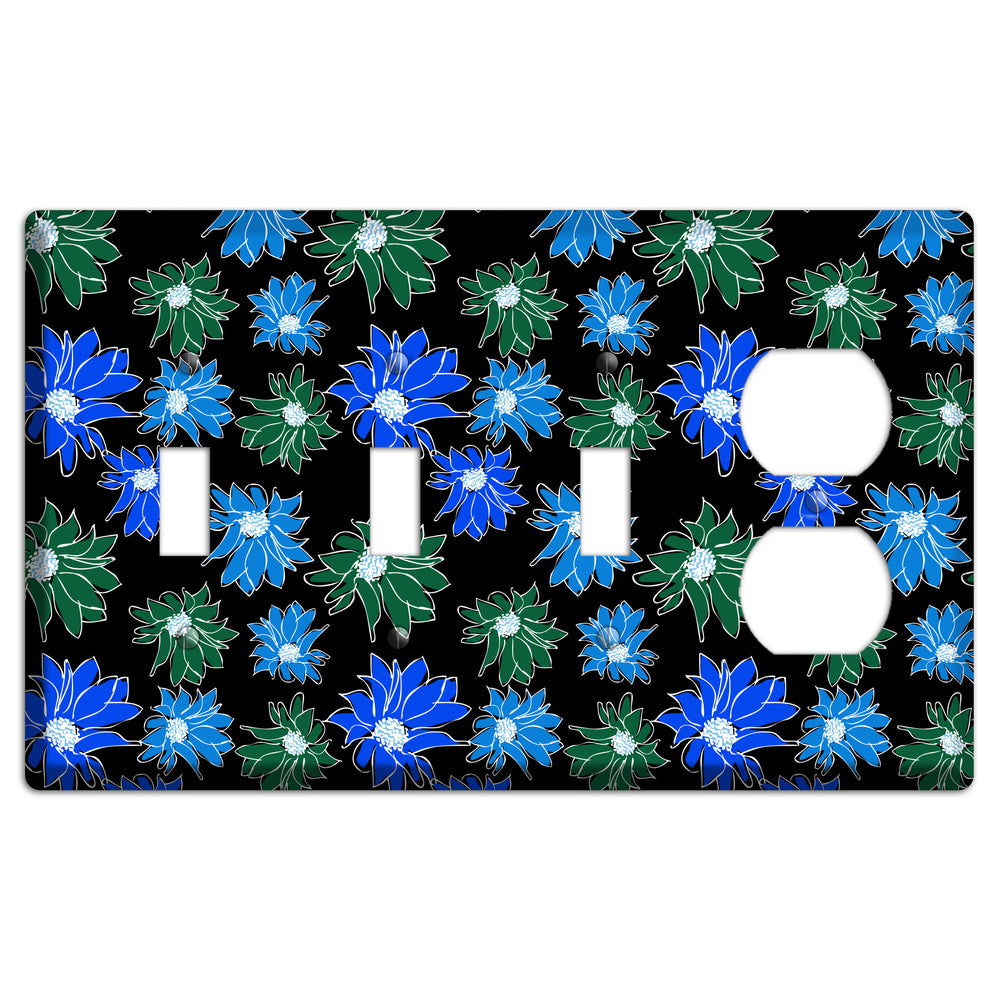 Blue and Green Flowers 3 Toggle / Duplex Wallplate