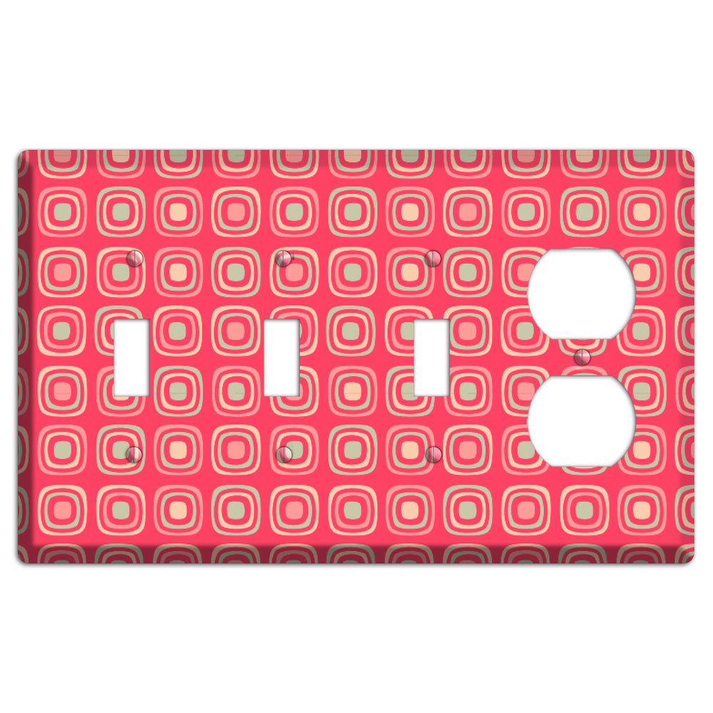 Multo Pink Retro Squares 3 Toggle / Duplex Wallplate