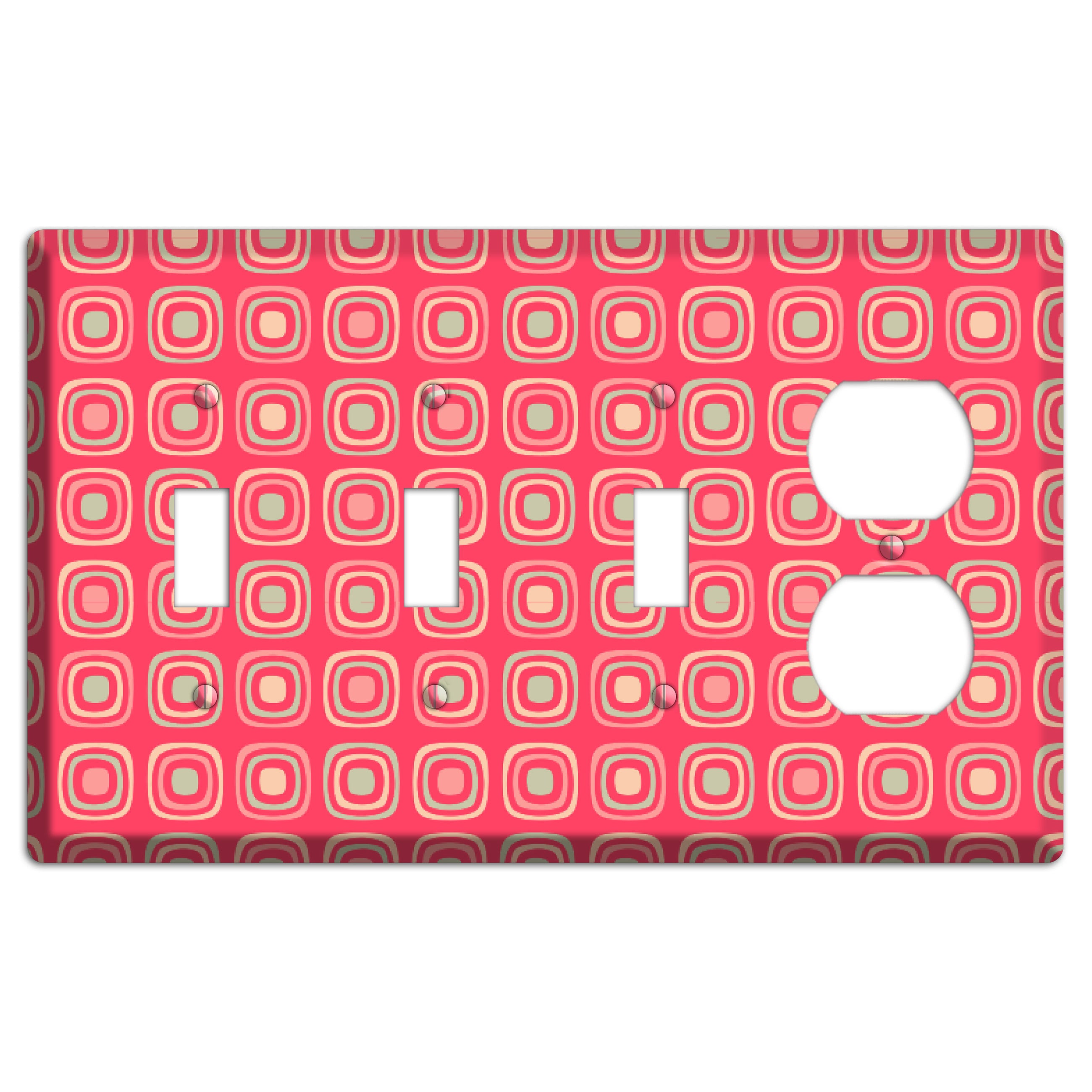 Multo Pink Retro Squares 3 Toggle / Duplex Wallplate