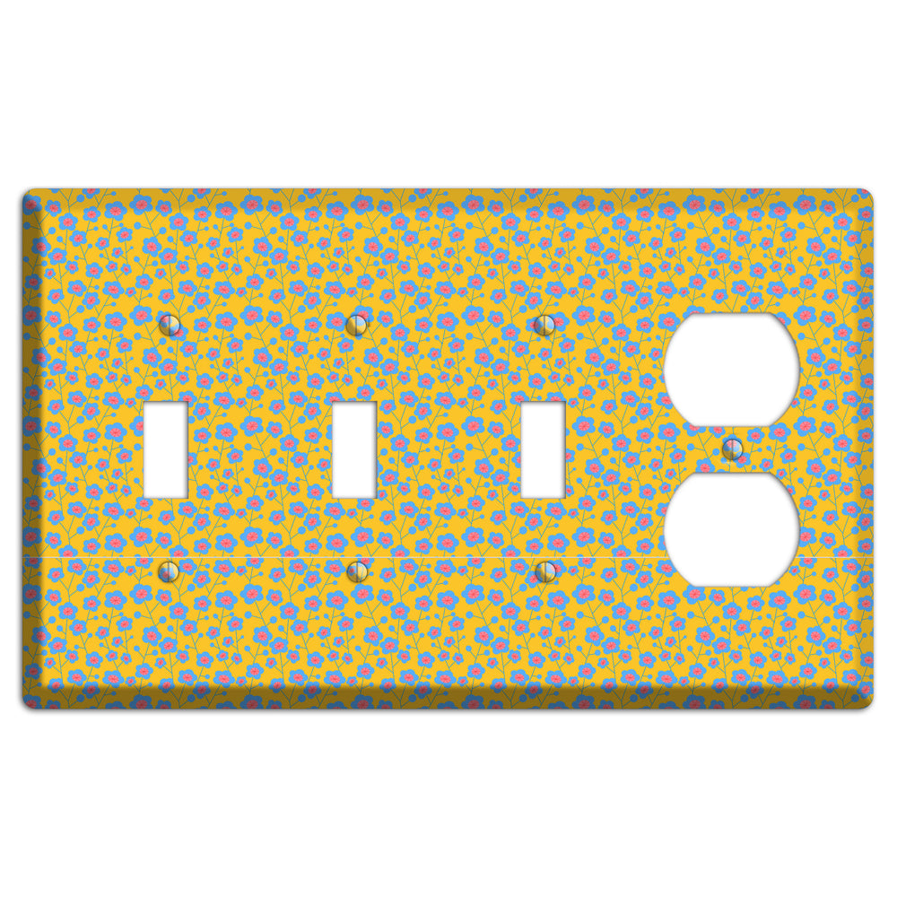 Yellow Blue Pink Calico 3 Toggle / Duplex Wallplate