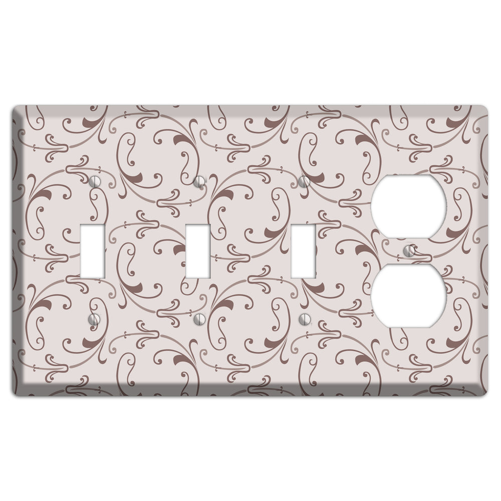 Mauve Victorian Sprig 3 Toggle / Duplex Wallplate