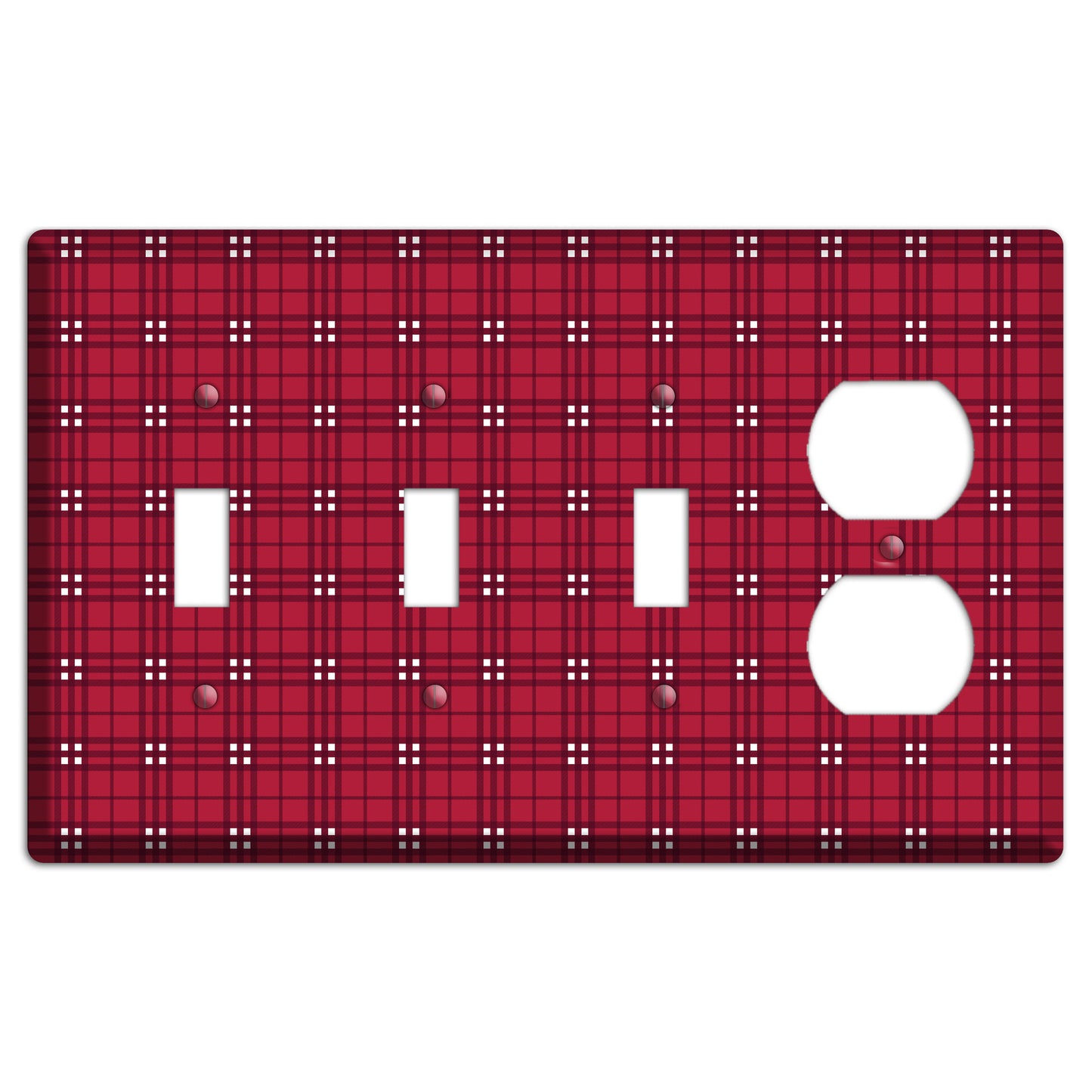 Red and White Plaid 3 Toggle / Duplex Wallplate