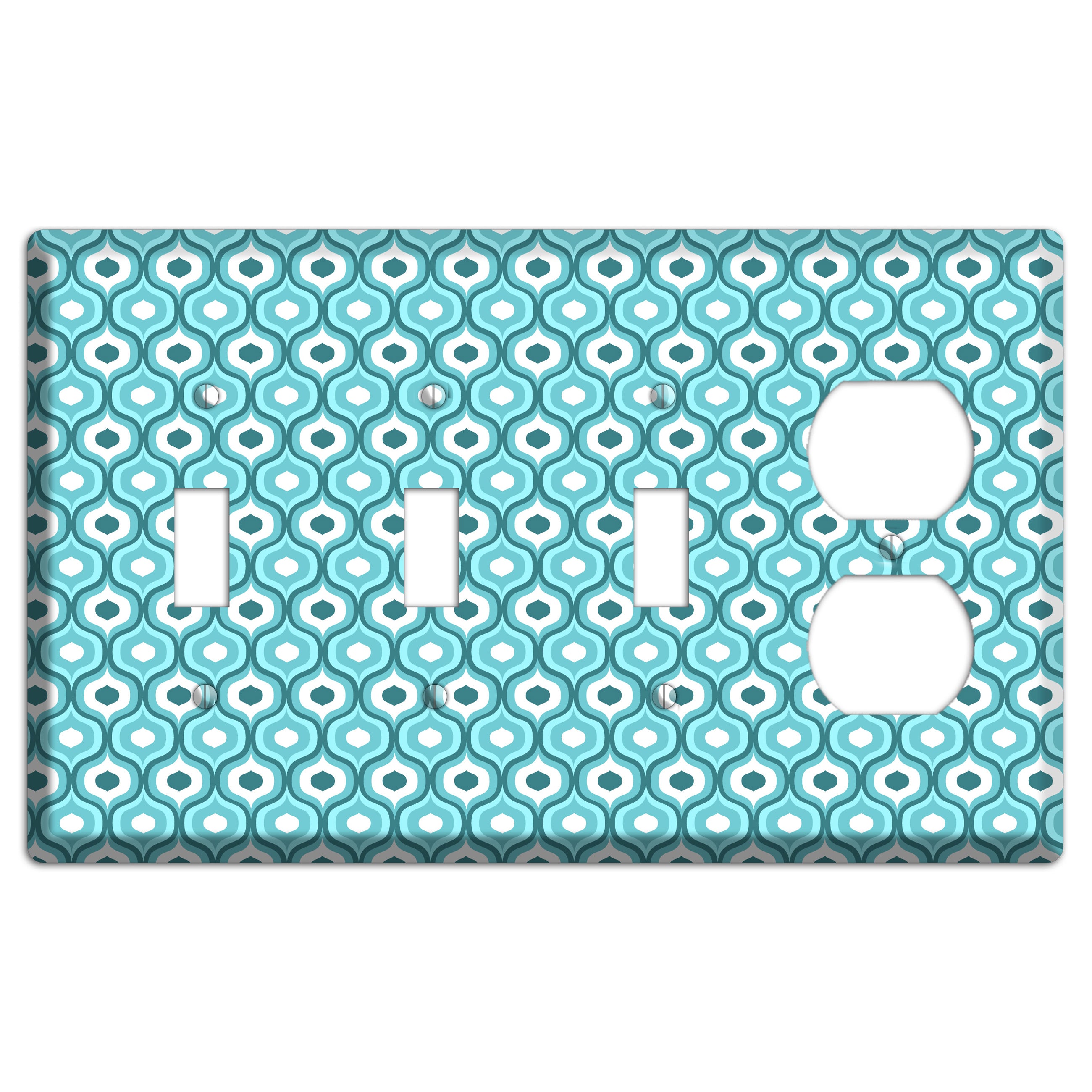 Multi Turquoise Double Scallop 3 Toggle / Duplex Wallplate