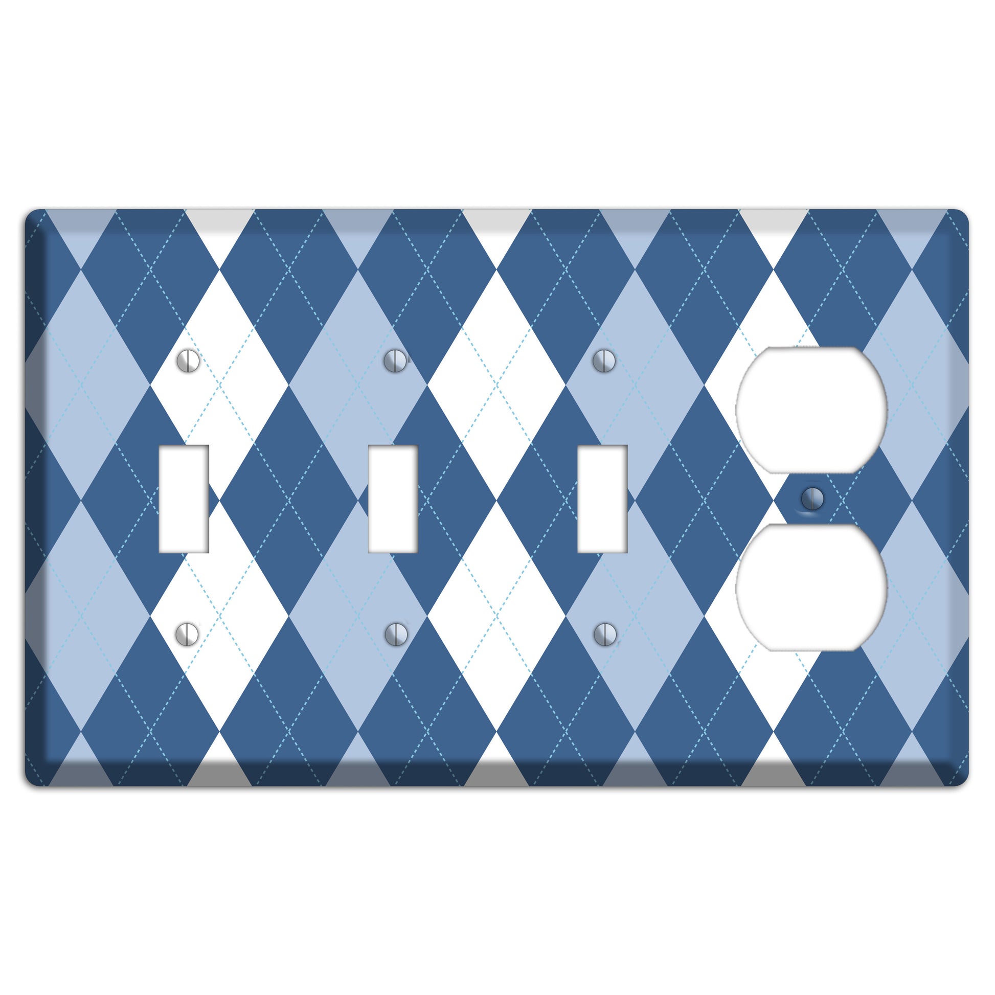 Blue Argyle 3 Toggle / Duplex Wallplate