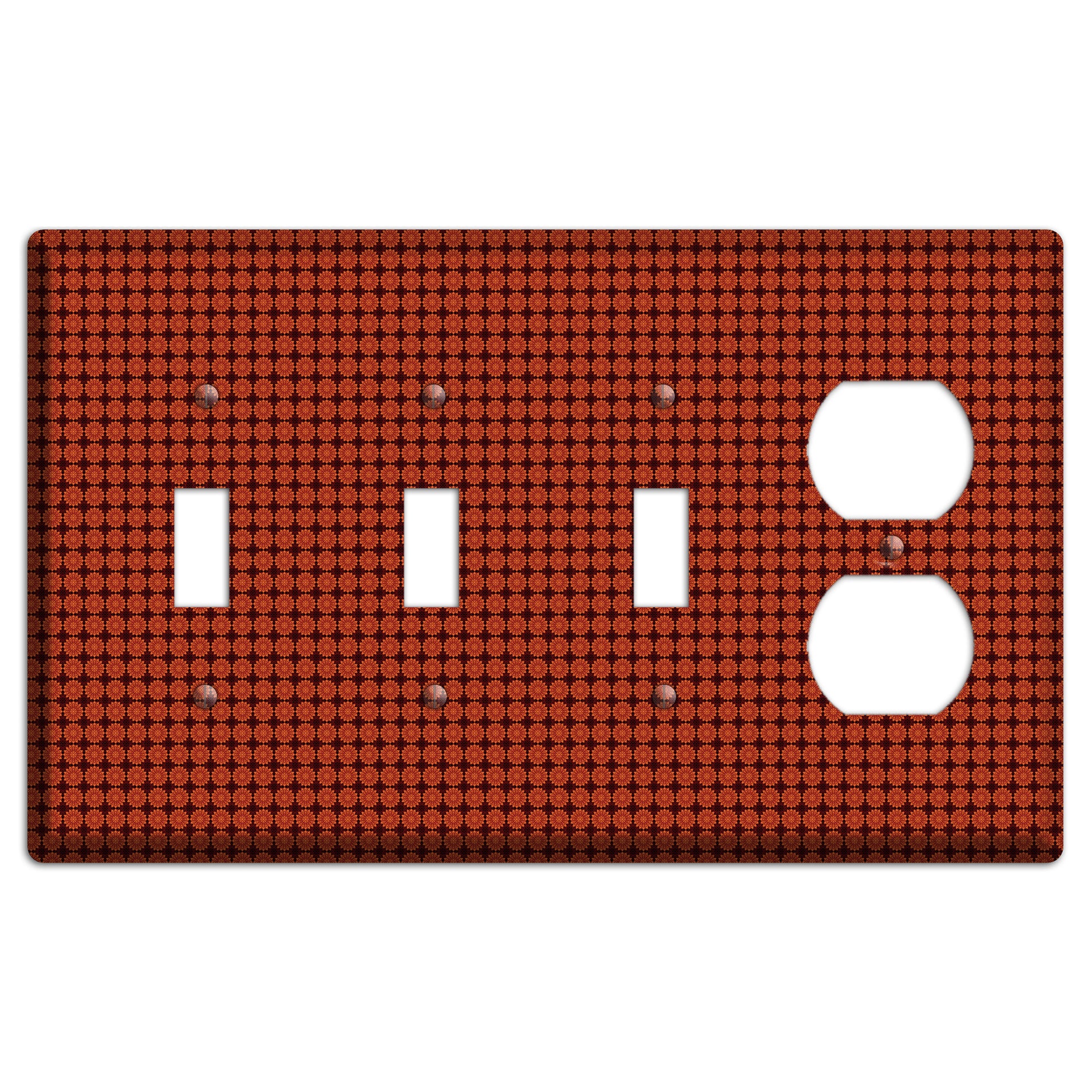 Maroon with Tiled Red Foulard 3 Toggle / Duplex Wallplate