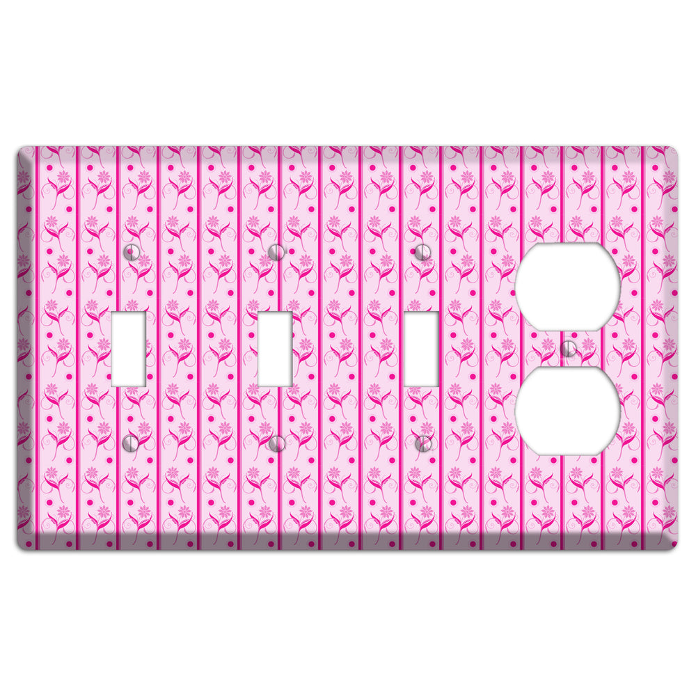 Pink Floral Pattern 3 Toggle / Duplex Wallplate