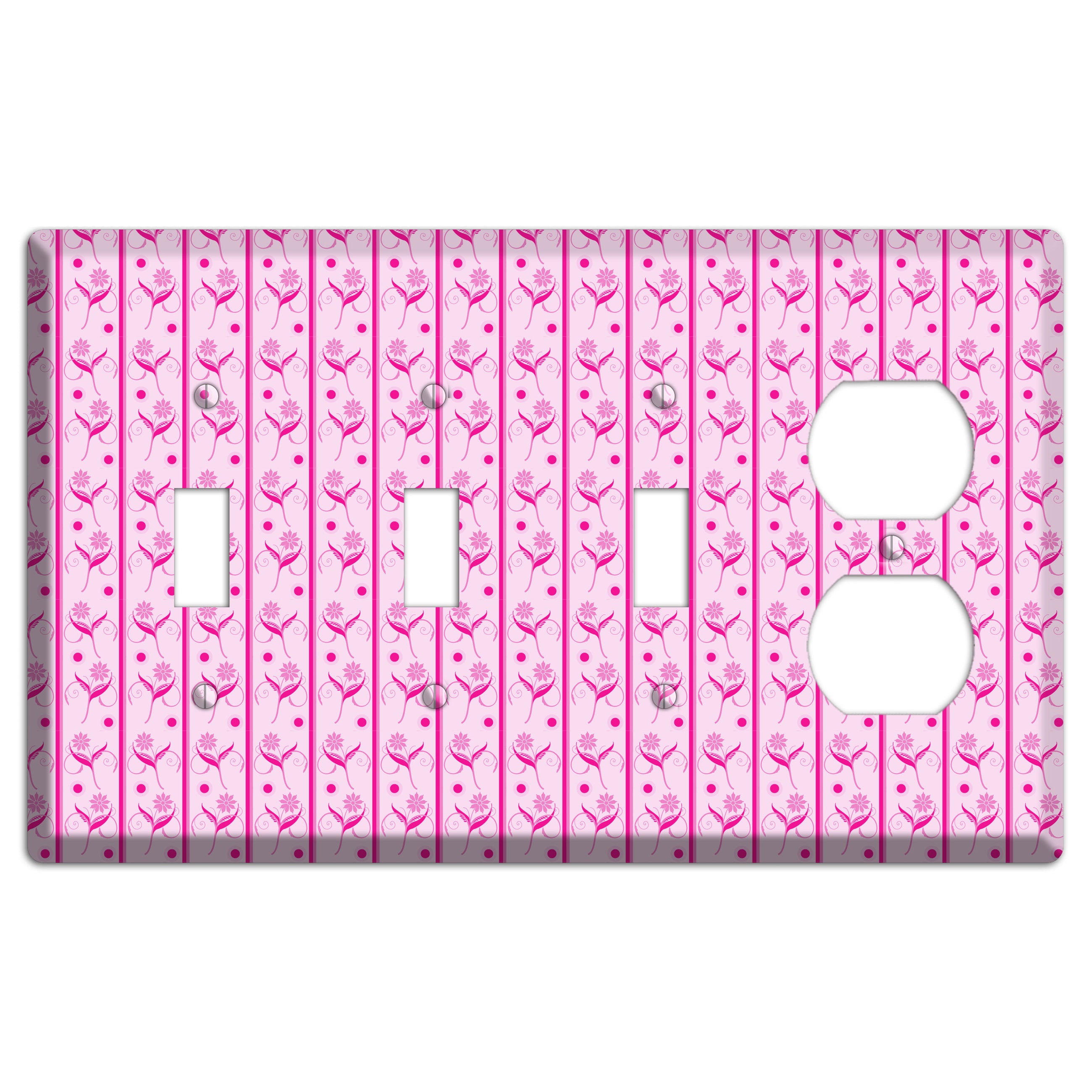 Pink Floral Pattern 3 Toggle / Duplex Wallplate