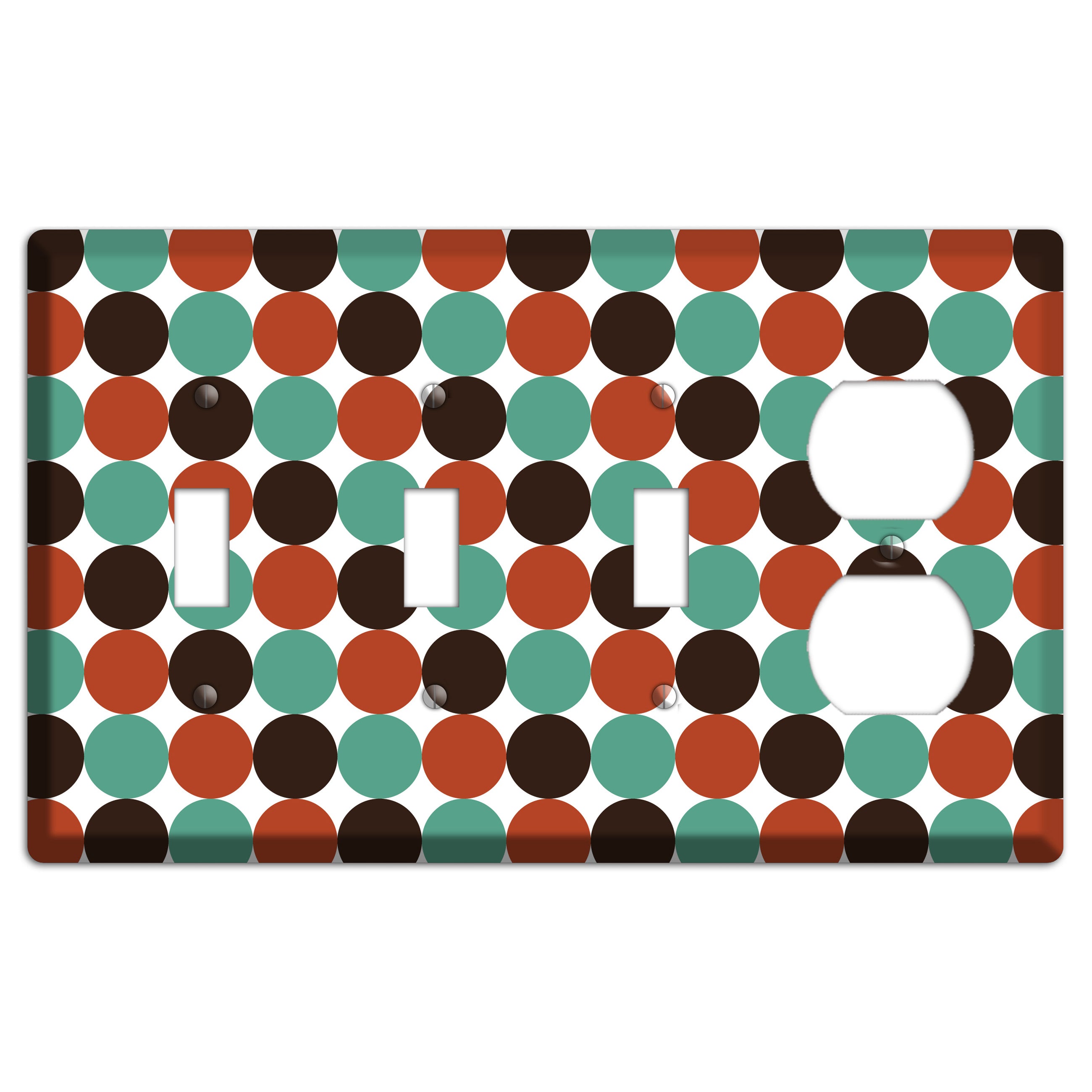 Black Teal Maroon Dots 3 Toggle / Duplex Wallplate