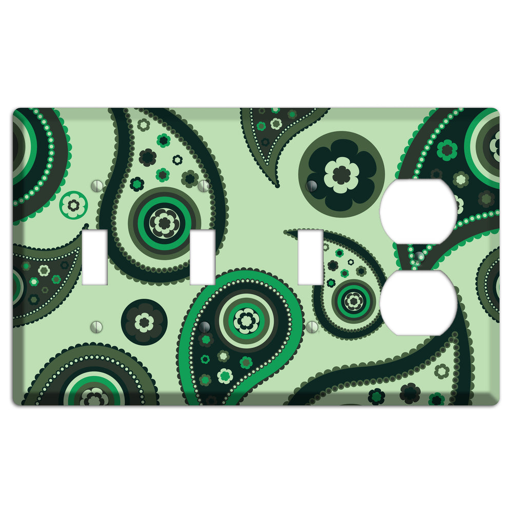 Green Paisley 3 Toggle / Duplex Wallplate