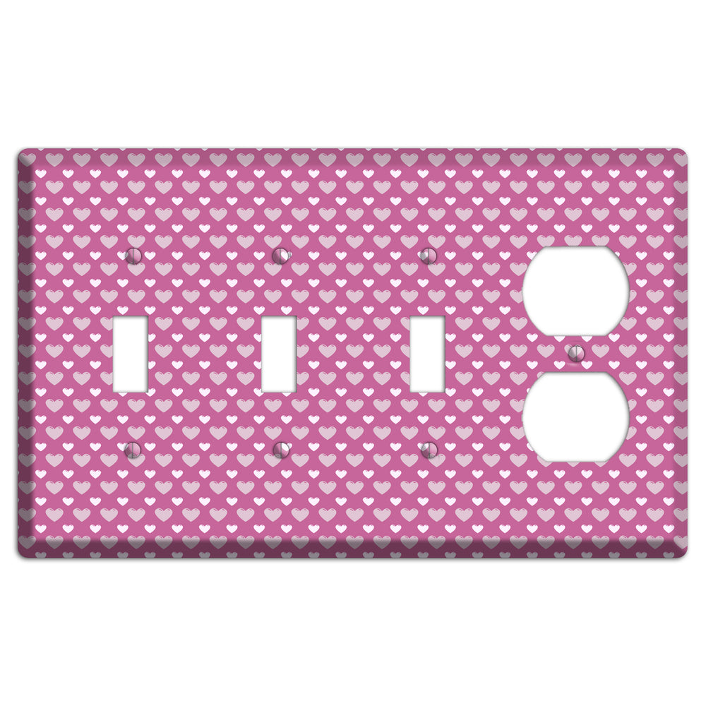 Tiled Small Hearts 3 Toggle / Duplex Wallplate