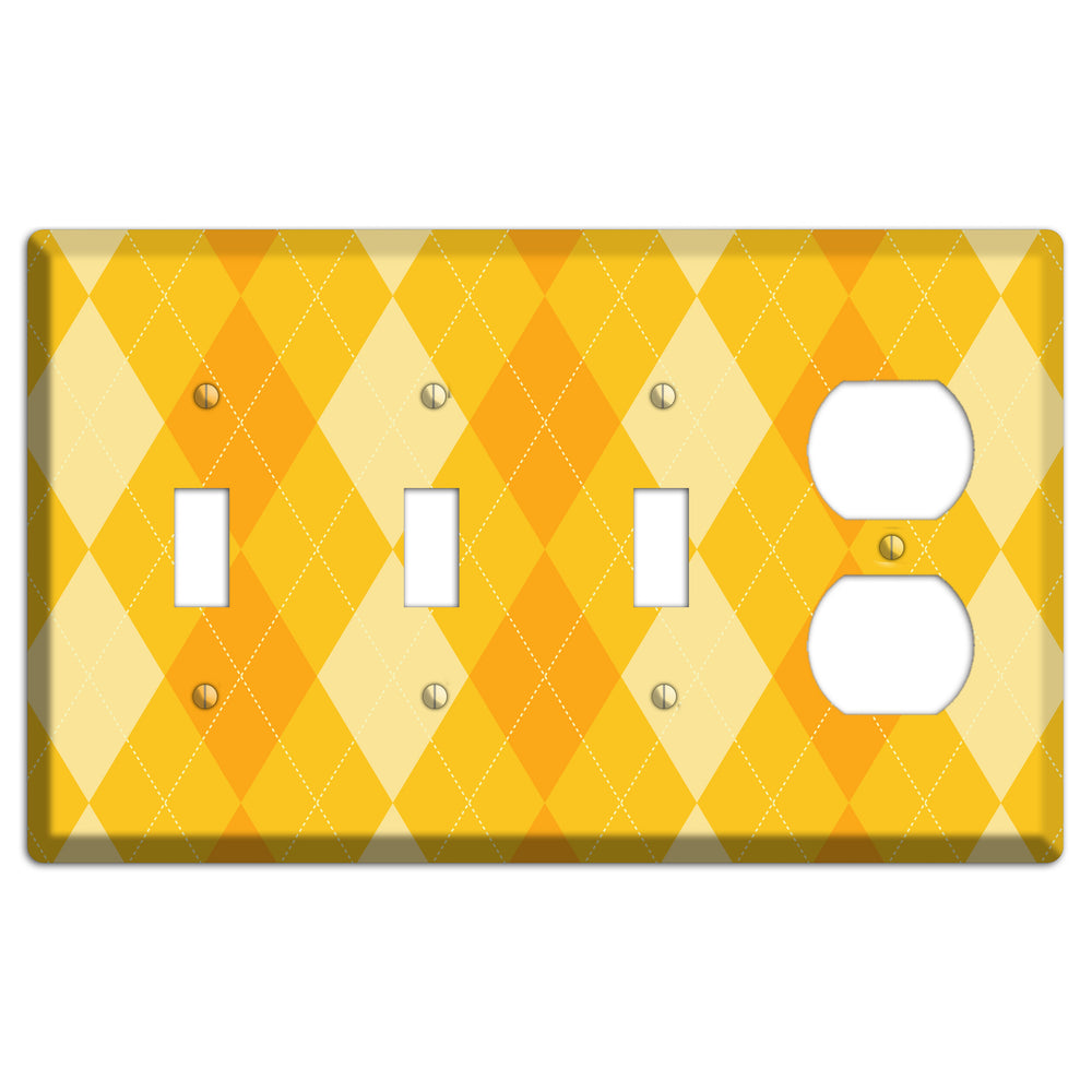 Yellow Argyle 3 Toggle / Duplex Wallplate