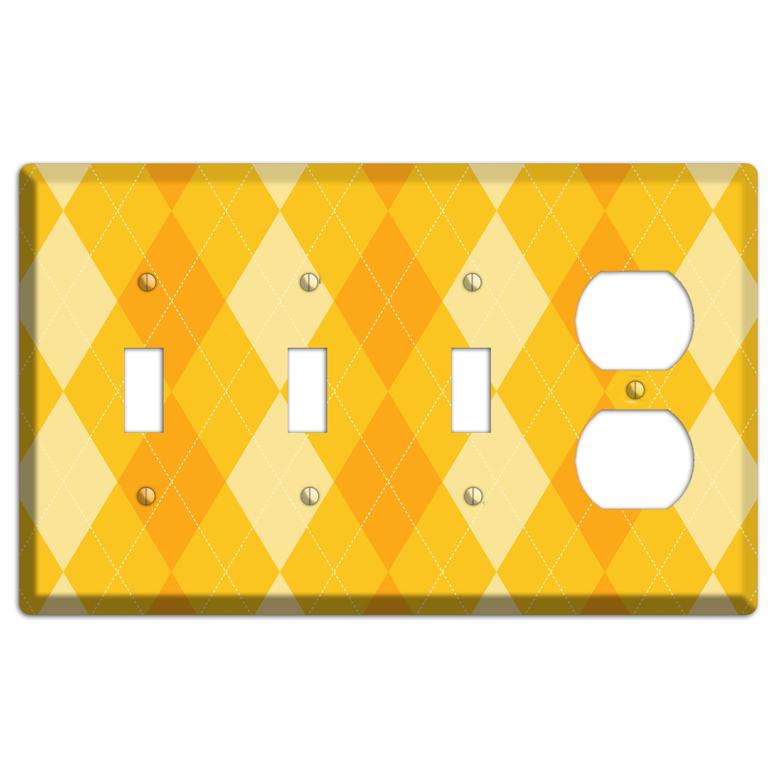 Yellow Argyle 3 Toggle / Duplex Wallplate