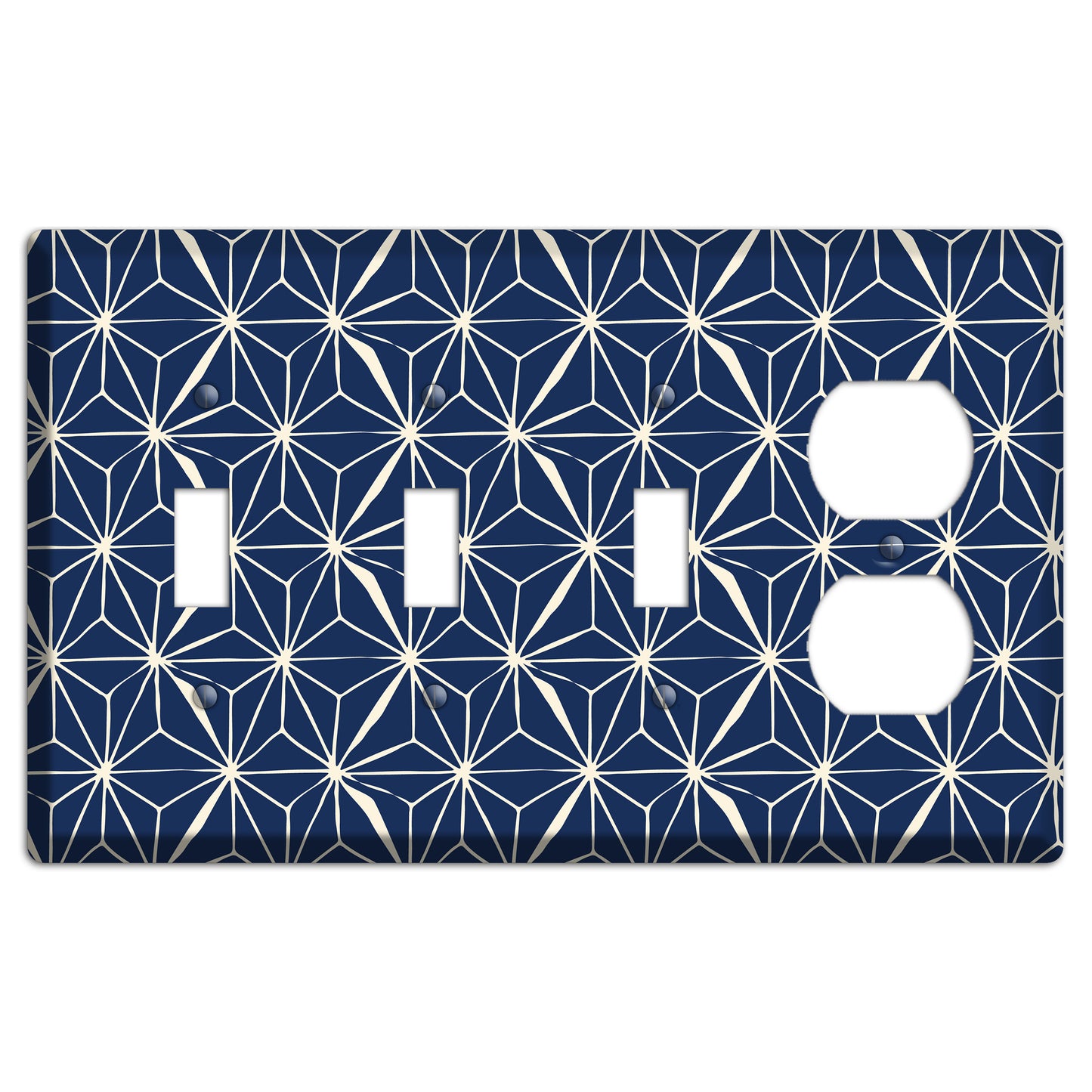 Navy Geometric Tile 3 Toggle / Duplex Wallplate