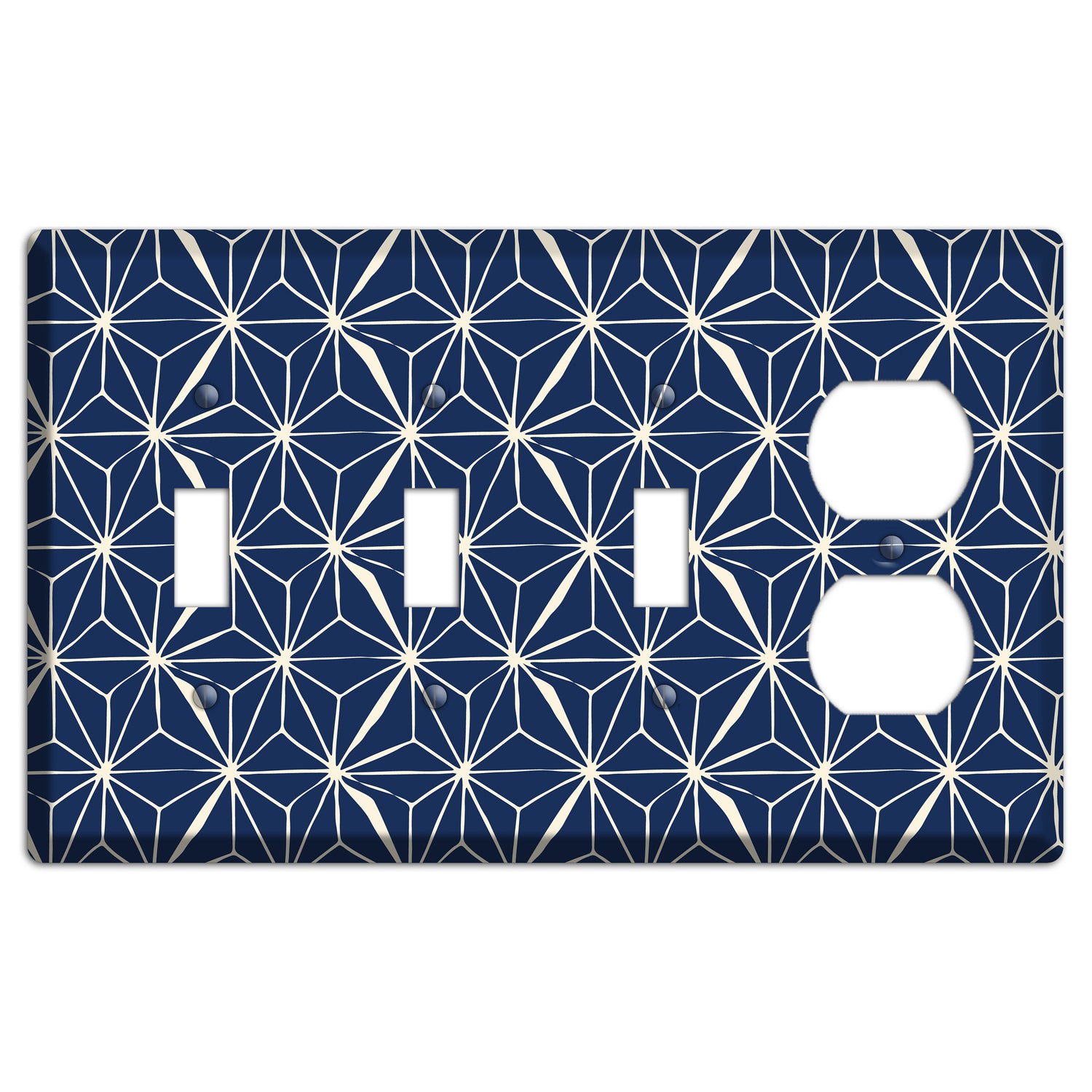 Navy Geometric Tile 3 Toggle / Duplex Wallplate
