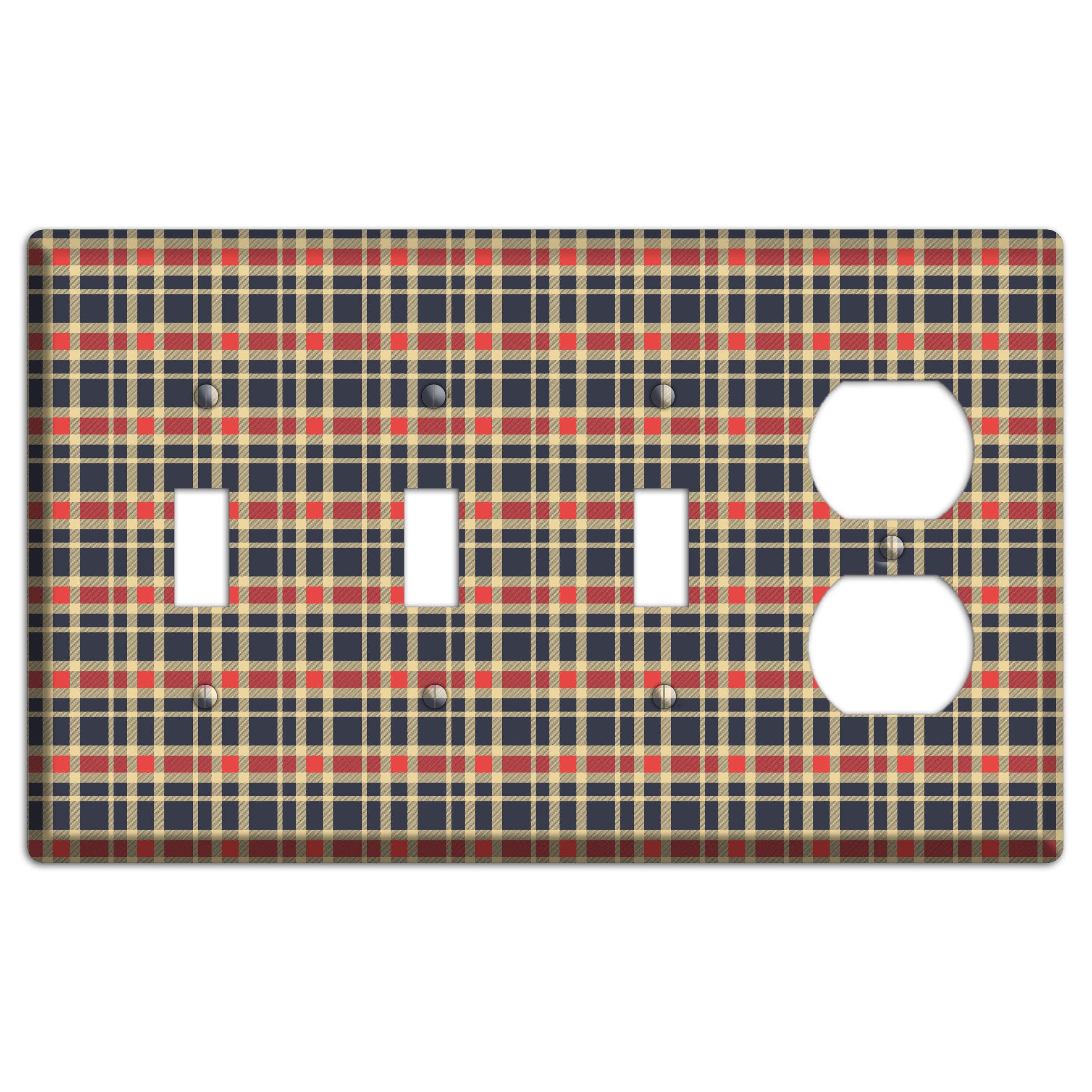 Maroon and Black Plaid 2 3 Toggle / Duplex Wallplate