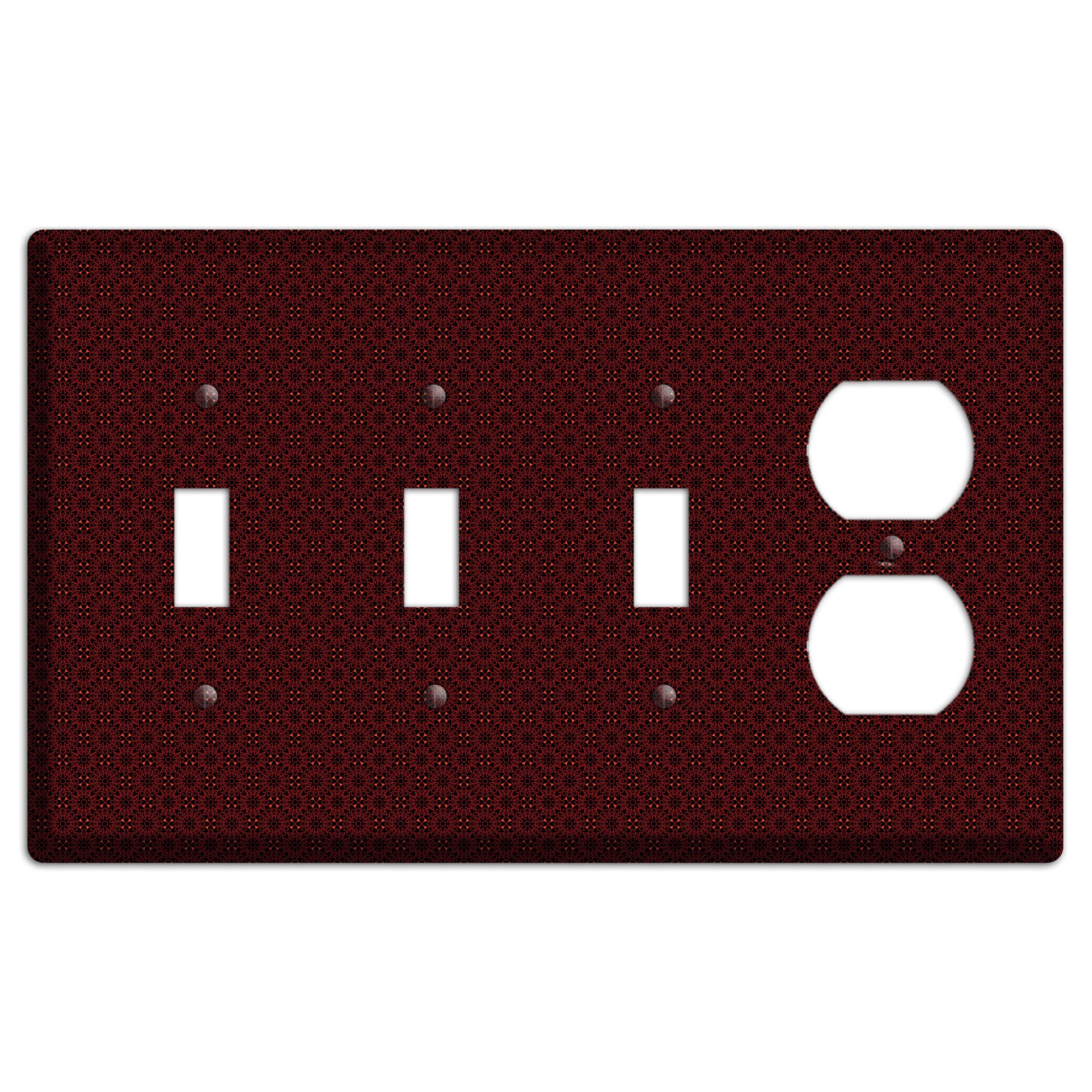 Maroon Checkered Foulard 3 Toggle / Duplex Wallplate