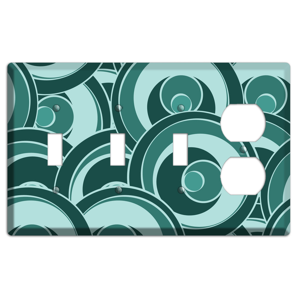 Blue-green Deco Circles 3 Toggle / Duplex Wallplate