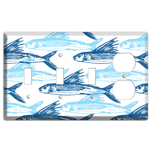 Multi-Blue Fish 3 Toggle / Duplex Wallplate