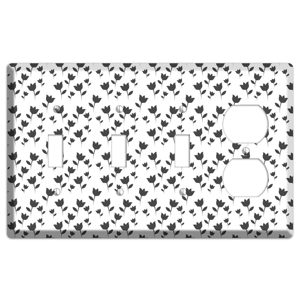 Black and White Tulips 3 Toggle / Duplex Wallplate