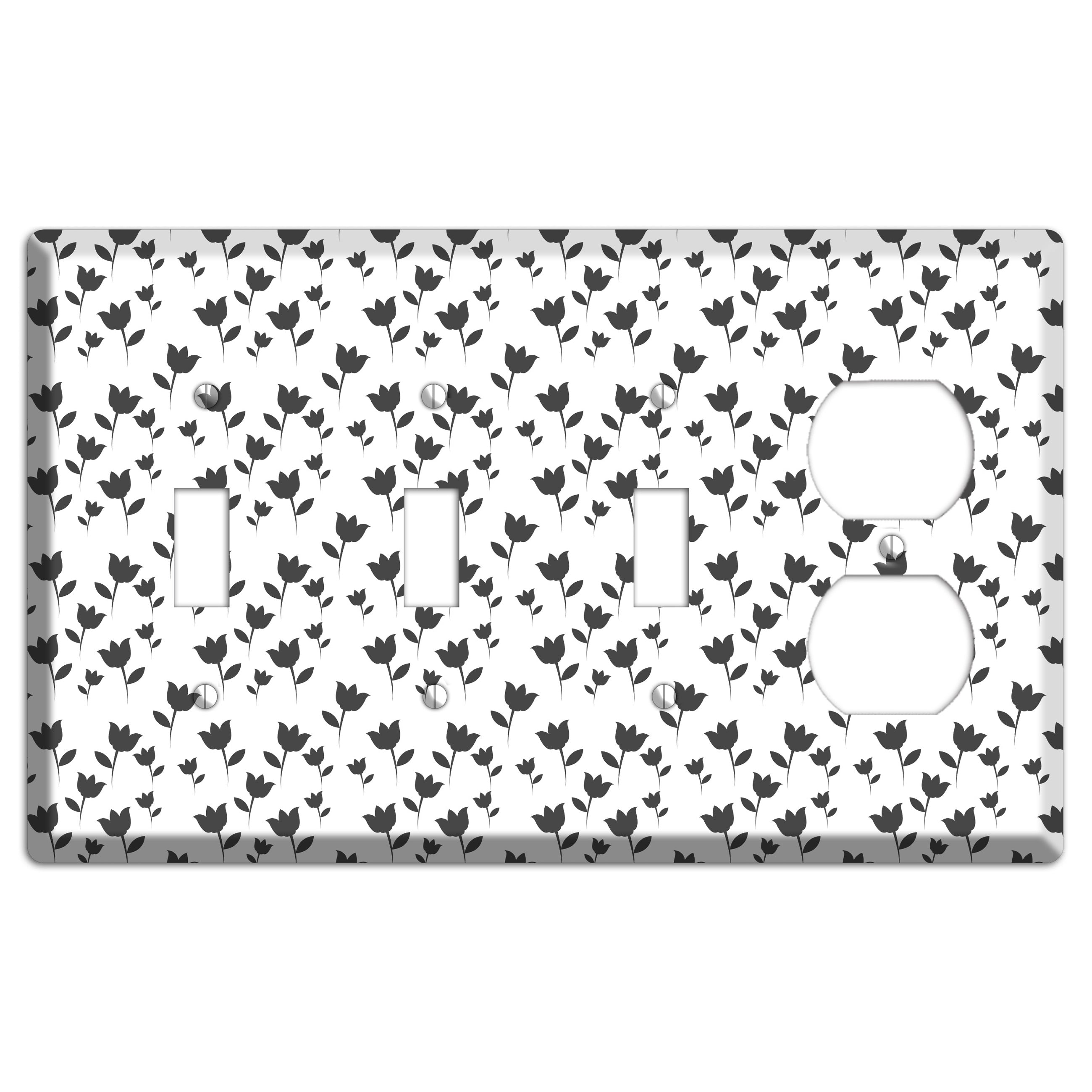 Black and White Tulips 3 Toggle / Duplex Wallplate