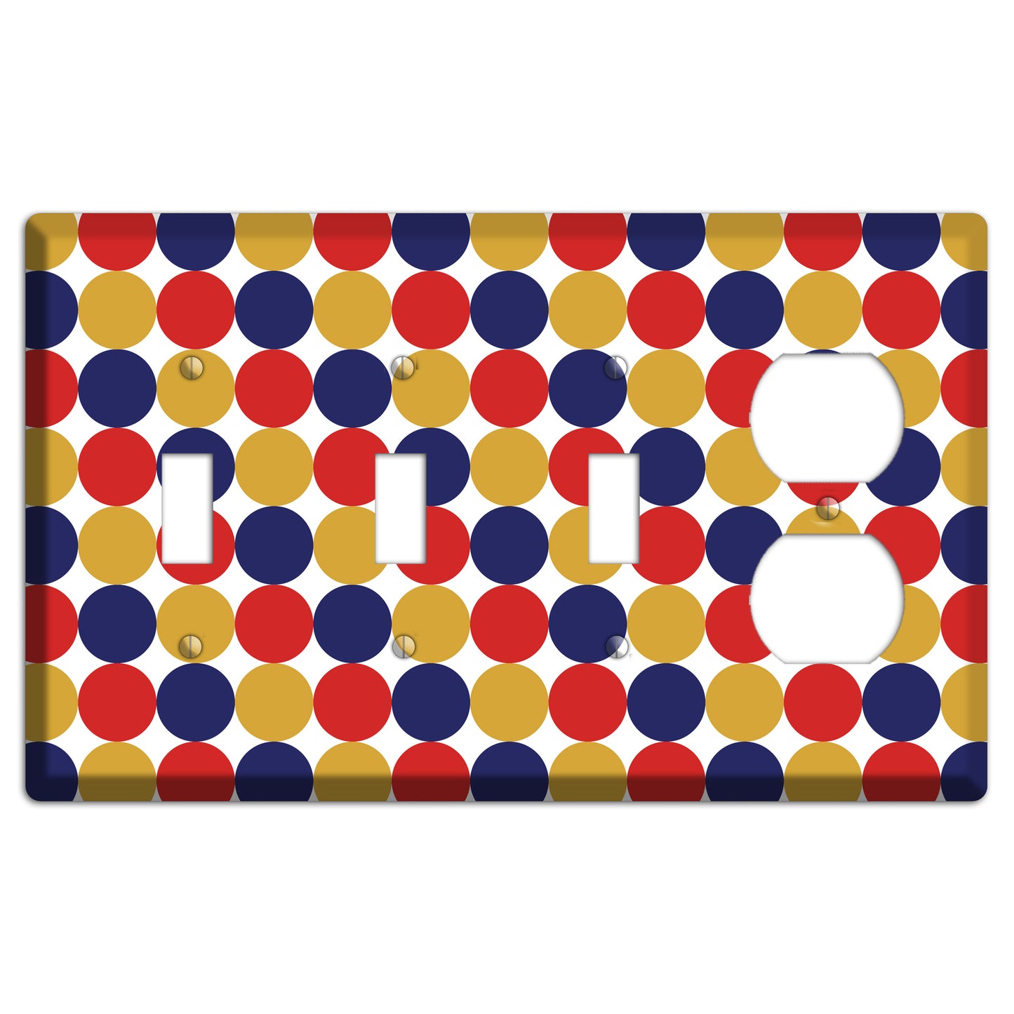 Mustard Red Purple Tiled Dots 3 Toggle / Duplex Wallplate