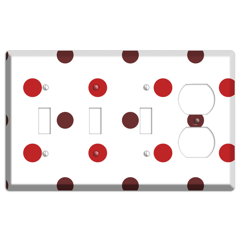 Red and Brown Medium Polka Dots 3 Toggle / Duplex Wallplate