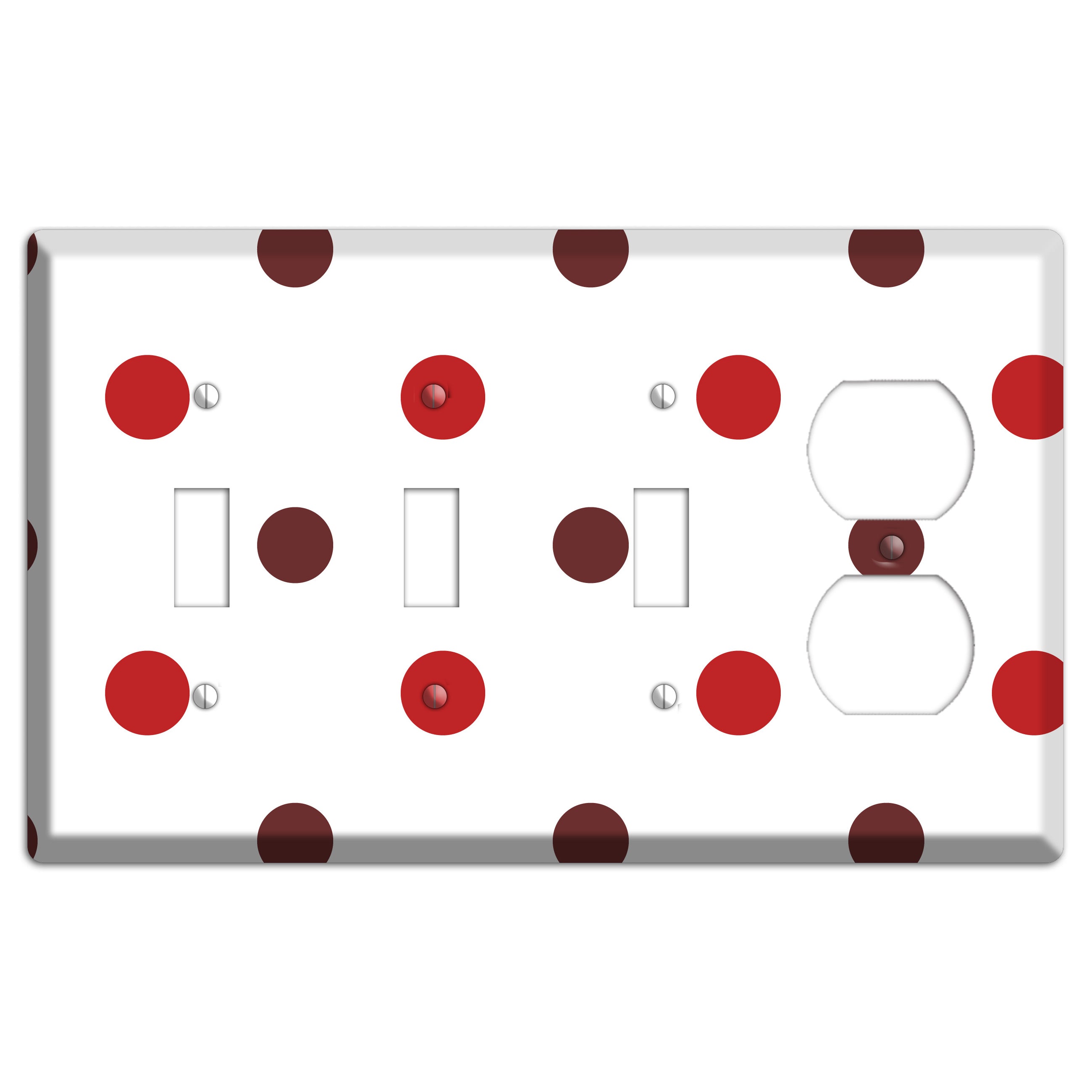 Red and Brown Medium Polka Dots 3 Toggle / Duplex Wallplate