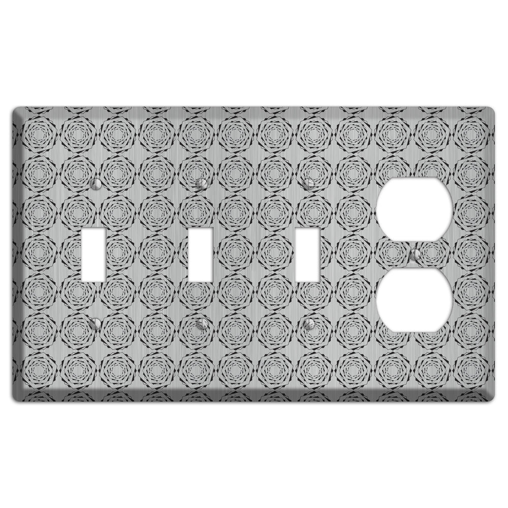 Hexagon Rotation Stainless Steel 3 Toggle / Duplex Wallplate