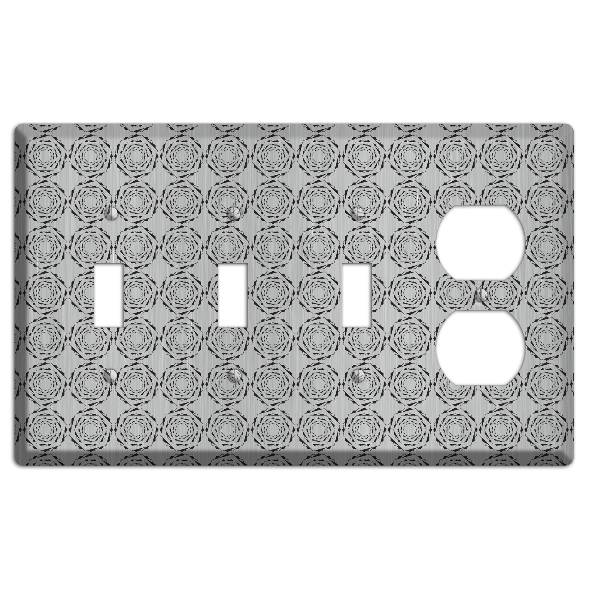 Hexagon Rotation  Stainless 3 Toggle / Duplex Wallplate